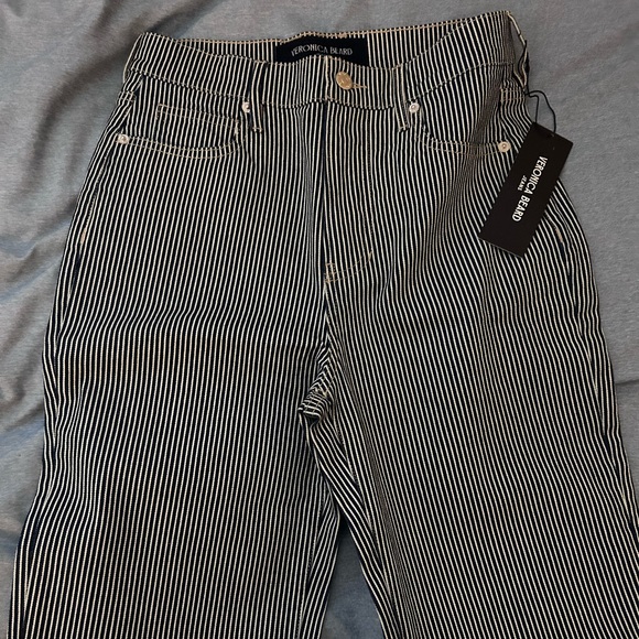 Veronica Beard Black and White Striped Flare Jeans - Picture 1 of 8